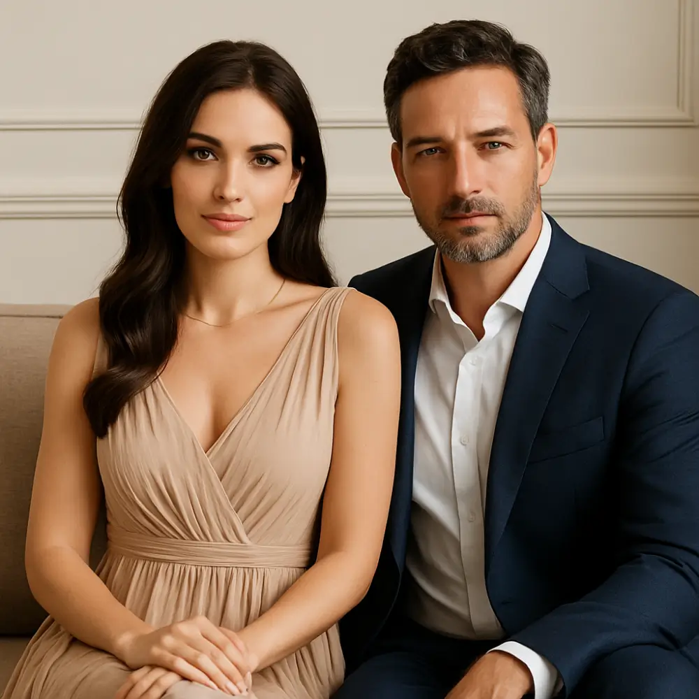 Due persone elegantemente vestite che simboleggiano l'anima raffinata e autentica di Vestito Invitata Matrimonio