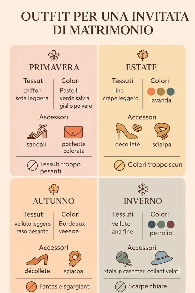 Infografica: tessuti, palette e accessori consigliati per ogni stagione