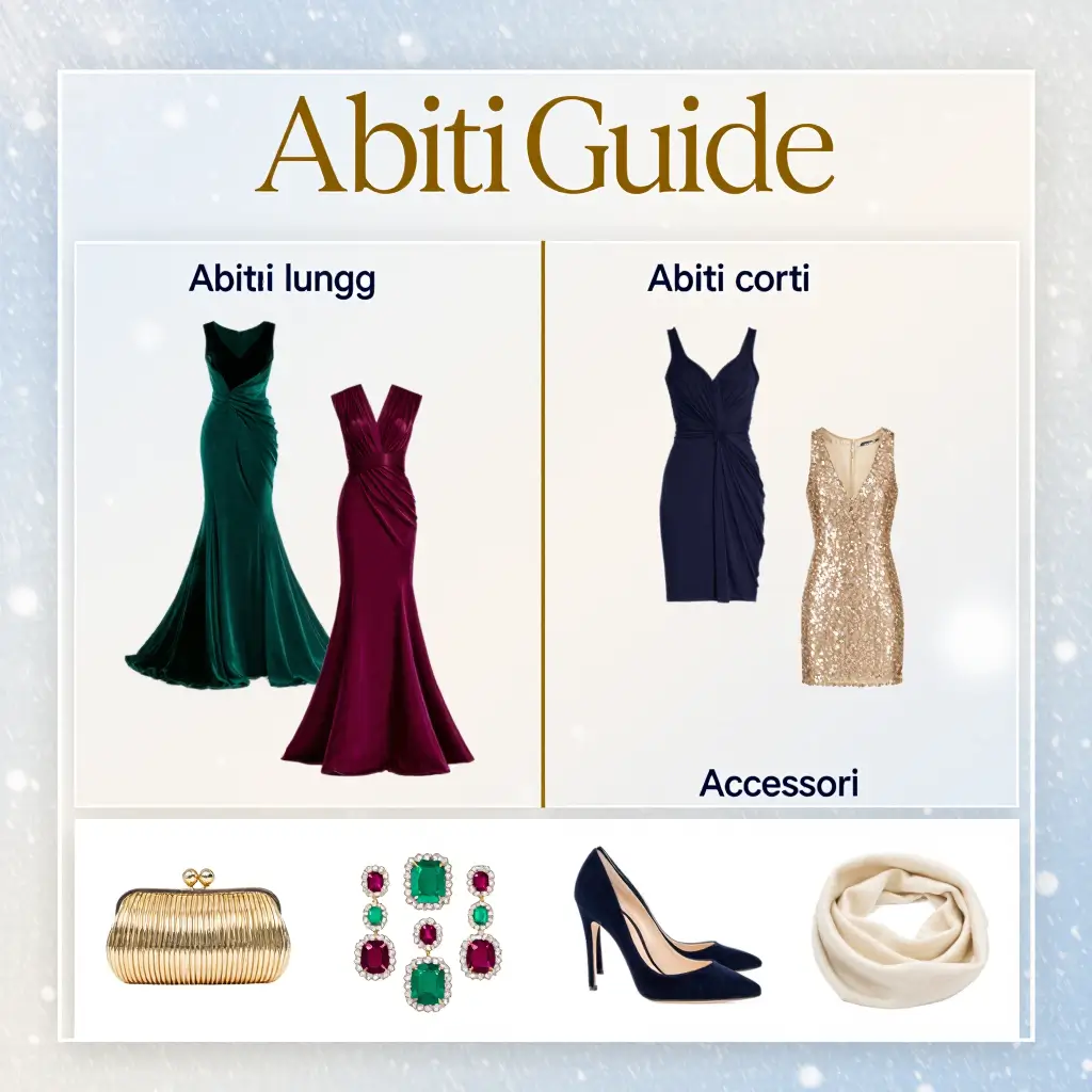 Infografica guida outfit matrimonio invernale: vestiti lunghi, corti e accessori